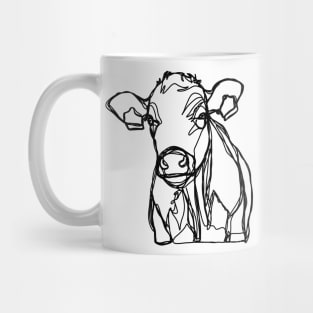 baby cow calf line art black Mug